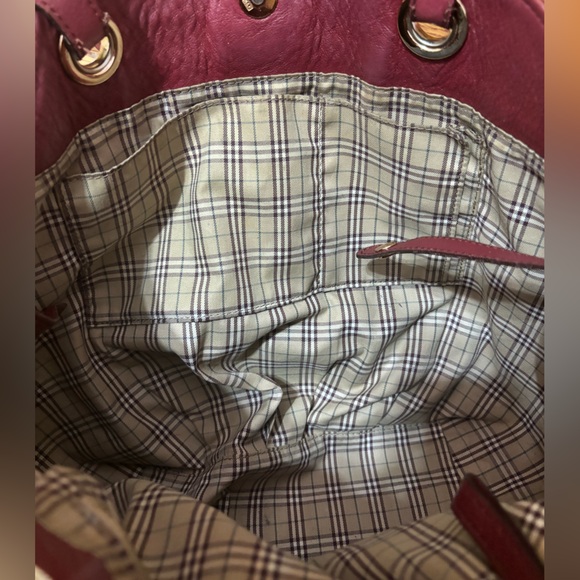 Burberry Blue Label Burgandy Soft Leather Tote Shoulder Bag - Picture 9 of 12